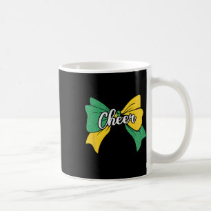 Cheer Coquette Bow Green Yellow Cheerleader Cheerl Coffee Mug