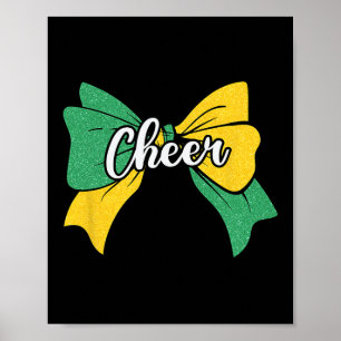 Cheer Coquette Bow Green Yellow Cheerleader Cheerl Poster