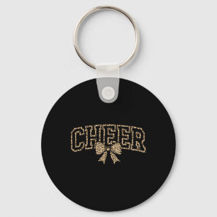 Cheer Coquette Bow Leopard Cheerleader Mom Cheerle Key Ring