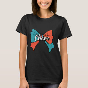 Cheer Coquette Bow Teal Blue Orange Cheerleader Ch T-Shirt
