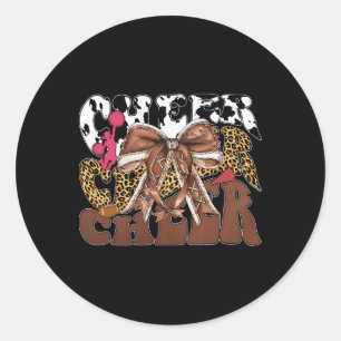 Cheer Coquette Footll Bow Game Day Women Girls Kid Classic Round Sticker
