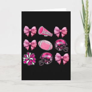 Cheer Cute Coquette Bow Footll Breast Cancer Aware Card