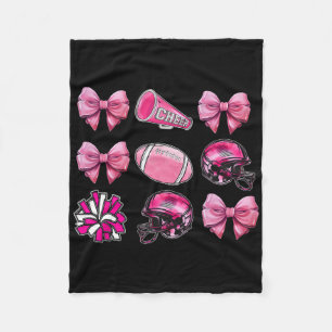 Cheer Cute Coquette Bow Footll Breast Cancer Aware Fleece Blanket
