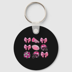 Cheer Cute Coquette Bow Footll Breast Cancer Aware Key Ring