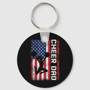 Cheer Dad American Flag Cheerleader Support Key Ring