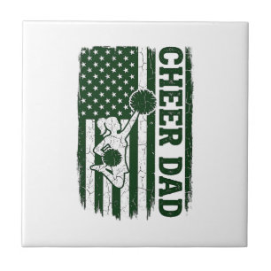 Cheer Dad American Flag Vintage Vector Design_1 Ceramic Tile