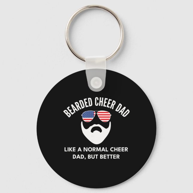 Cheer Dad Bearded Definition Cheerleading Funny _2 Key Ring (Front)