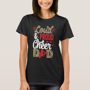 Cheer Dad Biggest Fan Leopard Print And Pom Pom T-Shirt