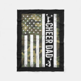 Cheer Dad Camo American Flag Fathers Day Cheerlead Fleece Blanket