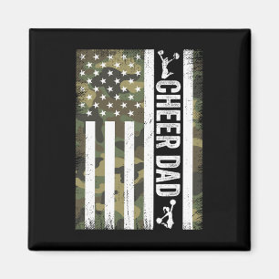 Cheer Dad Camo American Flag Fathers Day Cheerlead Magnet