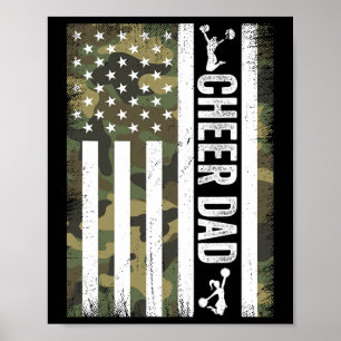 Cheer Dad Camo American Flag Fathers Day Cheerlead Poster