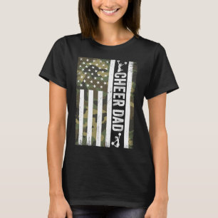 Cheer Dad Camo American Flag Fathers Day Cheerlead T-Shirt