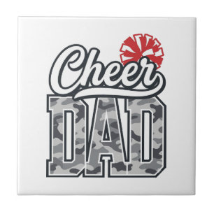 Cheer Dad Camo Pom Vintage Vector Design_1 Ceramic Tile