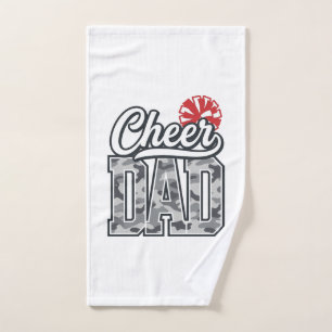 Cheer Dad Camo Pom Vintage Vector Design_1 Hand Towel
