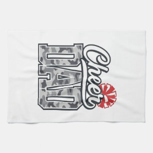 Cheer Dad Camo Pom Vintage Vector Design_1 Tea Towel