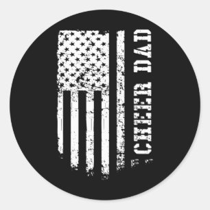 Cheer Dad Cheerleading American Flag Fathers Day C Classic Round Sticker