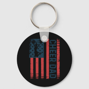 Cheer Dad Cheerleading Us American Flag Cheerleade Key Ring