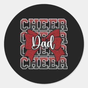 Cheer Dad Daddy Bow Sport Cheerleader Cheerleading Classic Round Sticker