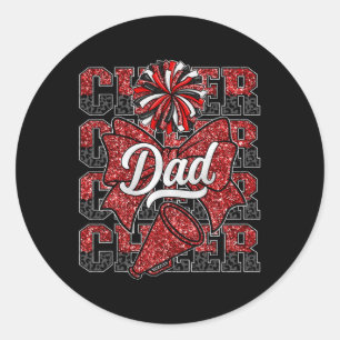 Cheer Dad Daddy Bow Sport Cheerleader Cheerleading Classic Round Sticker