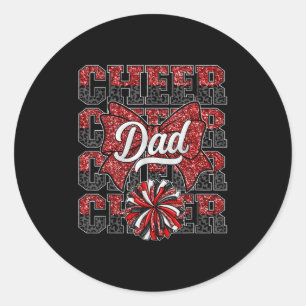Cheer Dad Daddy Bow Sport Cheerleader Cheerleading Classic Round Sticker