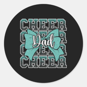 Cheer Dad Daddy Bow Sport Cheerleader Cheerleading Classic Round Sticker