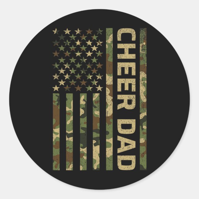 Cheer Dad Flag Cheerleading _1  Classic Round Sticker (Front)