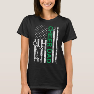 Cheer Dad Flag Green Cheerleading T-Shirt