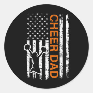 Cheer Dad Flag Orange Cheerleading Classic Round Sticker