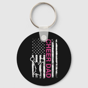 Cheer Dad Flag Pink Cheerleading Key Ring