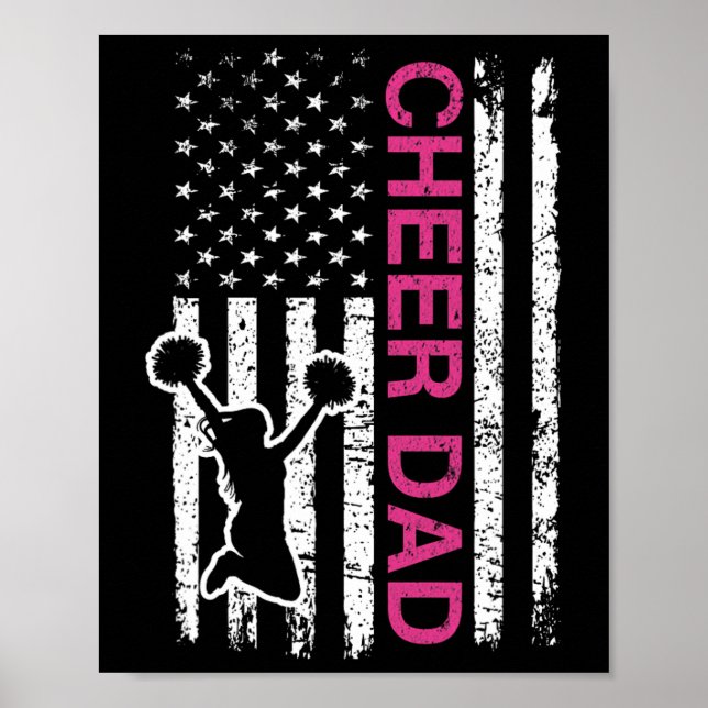 Cheer Dad Flag Pink Cheerleading  Poster (Front)