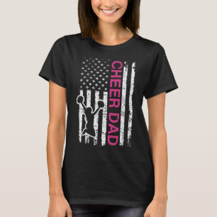 Cheer Dad Flag Pink Cheerleading  T-Shirt