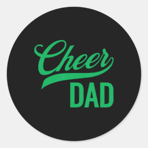 Cheer Dad Green Cheerleading Matching Parents _1 Classic Round Sticker