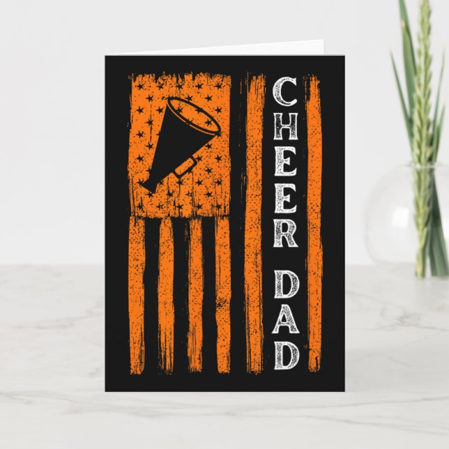 Cheer Dad Orange Cheerleading Flag _1  Card (Front)
