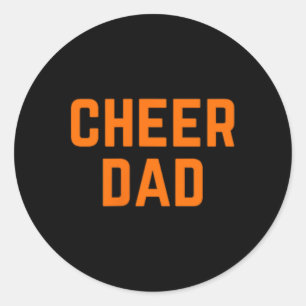 Cheer Dad Orange Cheerleading Pocket Classic Round Sticker