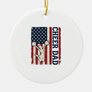 Cheer Dad Patriotic American Flag Vector Shirt Des Ceramic Ornament