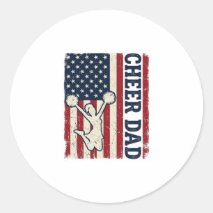 Cheer Dad Patriotic American Flag Vector Shirt Des Classic Round Sticker