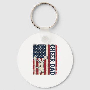 Cheer Dad Patriotic American Flag Vector Shirt Des Key Ring