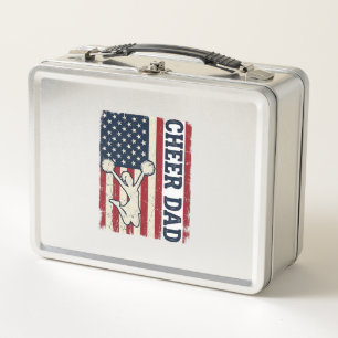 Cheer Dad Patriotic American Flag Vector Shirt Des Metal Lunch Box