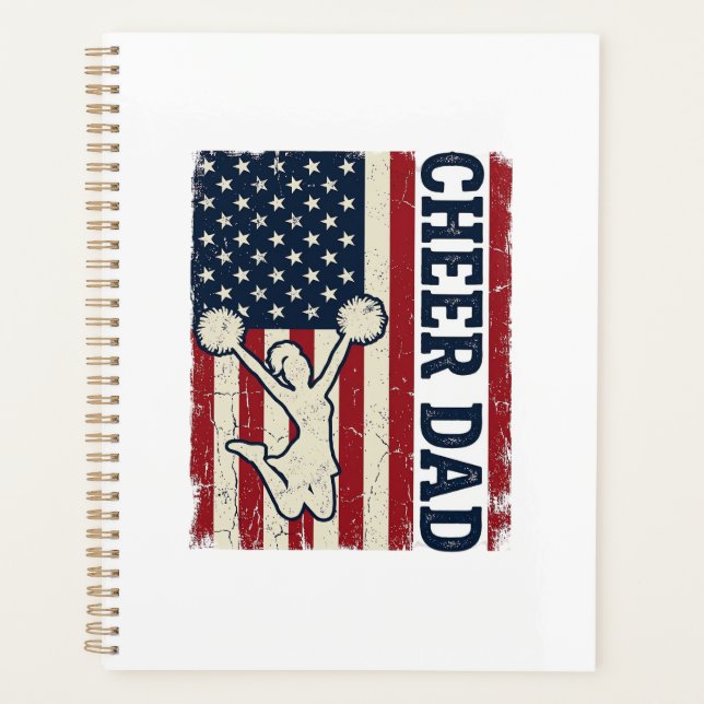 Cheer Dad Patriotic American Flag Vector Shirt Des Planner (Front)