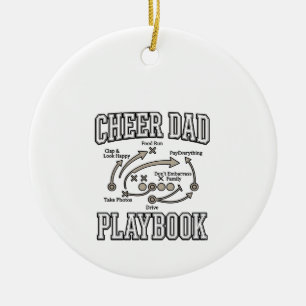 Cheer Dad Playbook Vintage Vector Shirt Design_1 Ceramic Ornament
