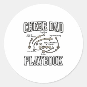 Cheer Dad Playbook Vintage Vector Shirt Design_1 Classic Round Sticker