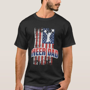 Cheer Dad Red White Blue Flag Cheerleading T-Shirt