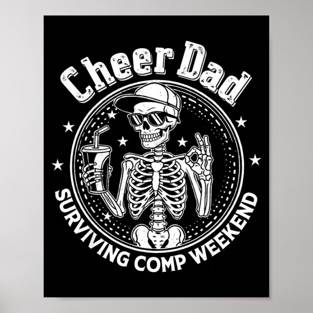 Cheer dad surviving comp weekend skeleton coffee poster (Front)