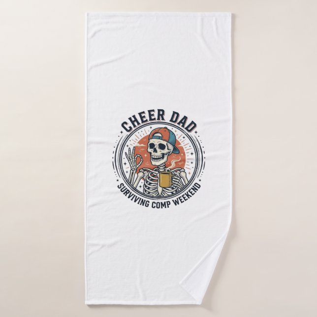 Cheer Dad Surviving Comp Weekend Skeleton Shirt_1 Bath Towel (Bath Towel)