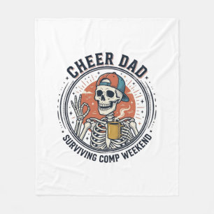 Cheer Dad Surviving Comp Weekend Skeleton Shirt_1 Fleece Blanket