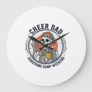 Cheer Dad Surviving Comp Weekend Skeleton Shirt_1 Large Clock