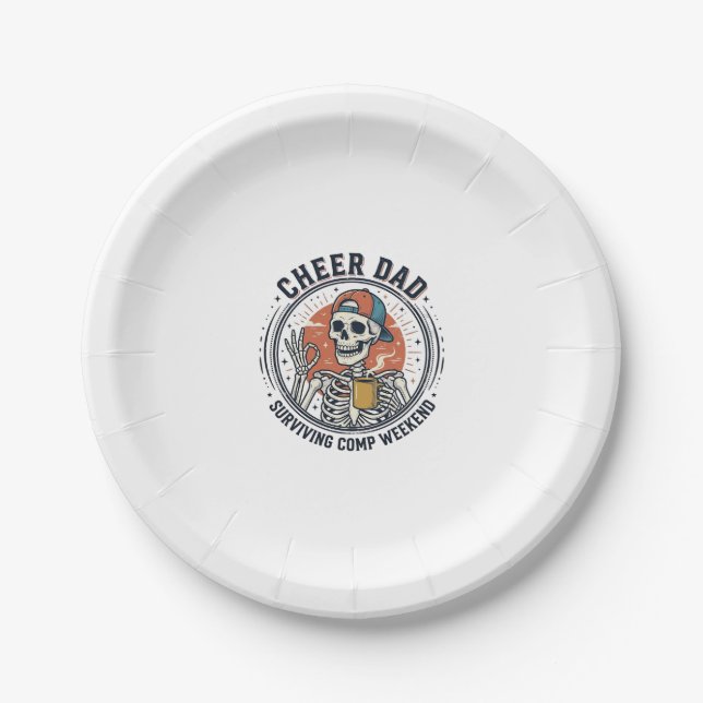 Cheer Dad Surviving Comp Weekend Skeleton Shirt_1 Paper Plate (Front)
