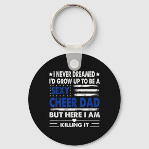 Cheer Dad Us Flag Cheerleading Cheerleader Father Key Ring