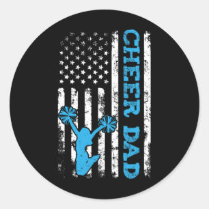 Cheer Dad Usa American Flag Cheerleader Dad Distre Classic Round Sticker
