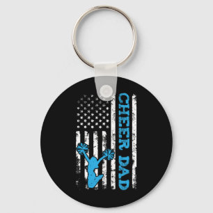 Cheer Dad Usa American Flag Cheerleader Dad Distre Key Ring
